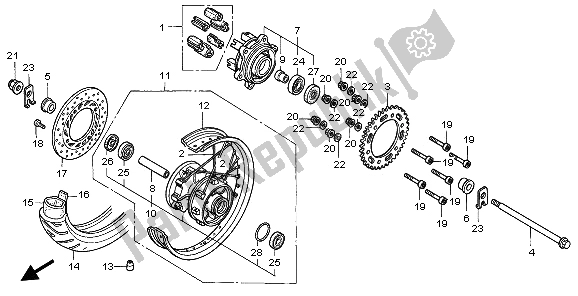 All parts for the Rear Wheel of the Honda FMX 650 2006