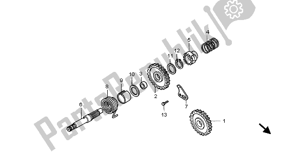 Todas as partes de Chute O Fuso De Partida do Honda CR 80R SW 2001