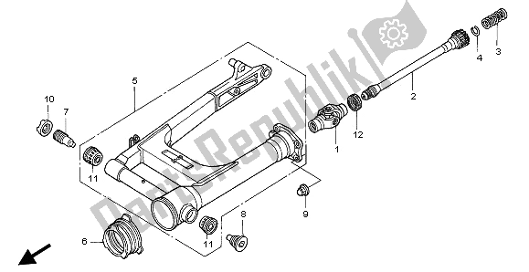 All parts for the Swingarm of the Honda VTX 1800C 2002