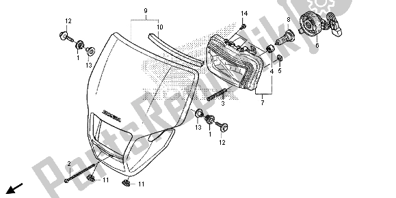 Alle onderdelen voor de Koplamp van de Honda CRF 250X 2013