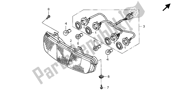 All parts for the Rear Combination Light of the Honda ST 1100 1995