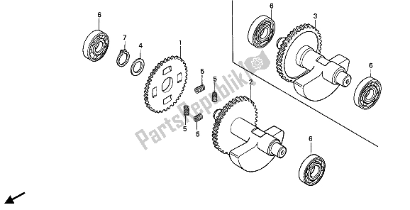 All parts for the Balancer of the Honda XR 600R 1988