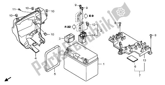 Todas as partes de Bateria do Honda NSS 250A 2010