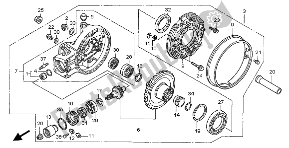 All parts for the Final Driven Gear of the Honda GL 1500C 1999