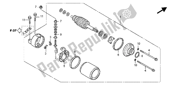 All parts for the Starting Motor of the Honda CBF 1000 FT 2012