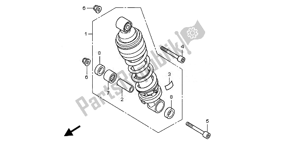 All parts for the Rear Cushion of the Honda CB 600F Hornet 2008