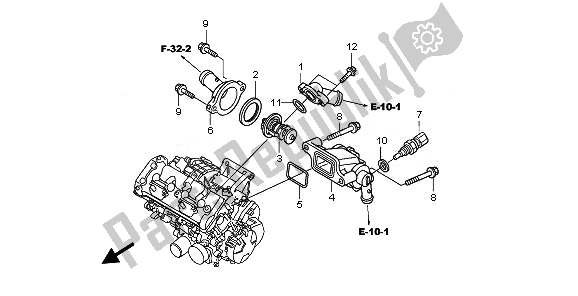 All parts for the Thermostat of the Honda CBF 600S 2008