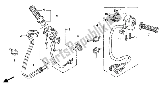 Alle onderdelen voor de Schakelaar & Kabel van de Honda ST 1300 2006