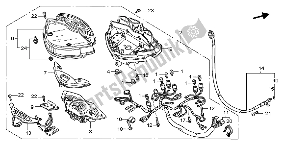 All parts for the Meter (kmh) of the Honda SH 125S 2007