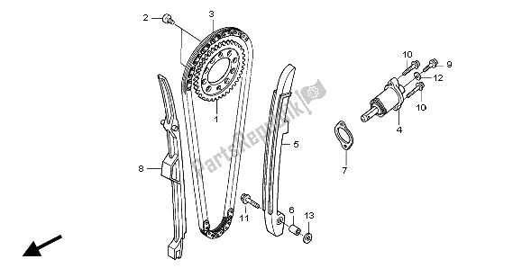 Alle onderdelen voor de Nokkenketting & Spanner van de Honda XR 650R 2003