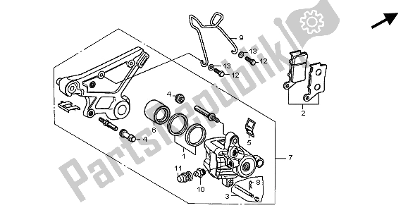 Tutte le parti per il Pinza Freno Posteriore del Honda CB 500S 2002