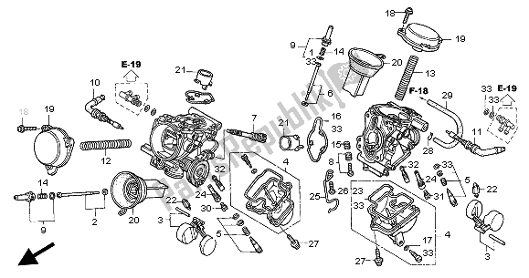 Todas as partes de Carburador (peças Componentes) do Honda XL 125V 2004