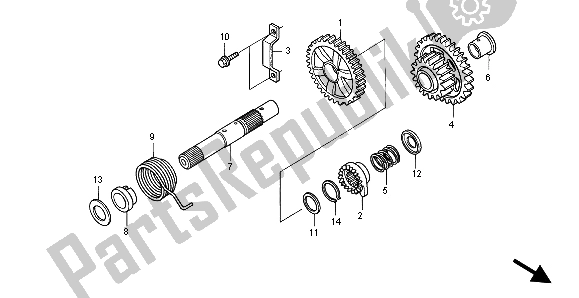 All parts for the Kick Starter Spindle of the Honda XR 650R 2007