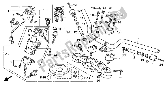 Alle onderdelen voor de Handvatpijp & Hoogste Brug van de Honda CBF 1000A 2010