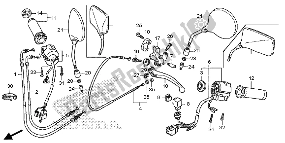 Tutte le parti per il Maniglia Leva E Interruttore E Cavo del Honda VT 750 CS 2013