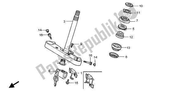 All parts for the Steering Stem of the Honda VT 1100C2 1996