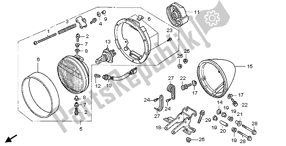 Alle onderdelen voor de Koplamp (eu) van de Honda VT 750C 2007