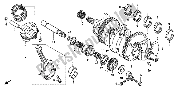 Alle onderdelen voor de Krukas & Zuiger van de Honda CBR 1000 RR 2012