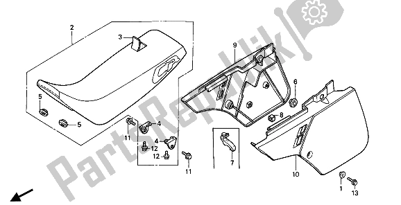 Todas las partes para Asiento Y Cubierta Lateral de Honda CR 250R 1989