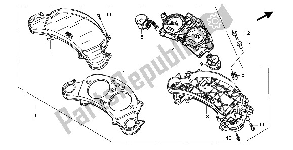 All parts for the Meter (kmh) of the Honda CBF 1000A 2006