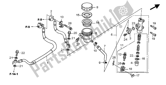 All parts for the Rear Brake Master Cylinder of the Honda CBF 1000A 2006