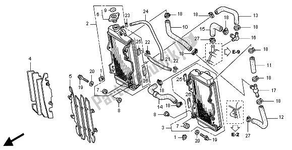 Alle onderdelen voor de Radiator van de Honda CRF 450R 2003