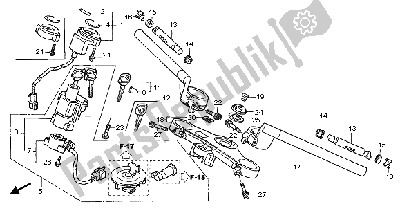 Tutte le parti per il Gestire Il Tubo E Il Ponte Superiore del Honda CBR 1100 XX 2005