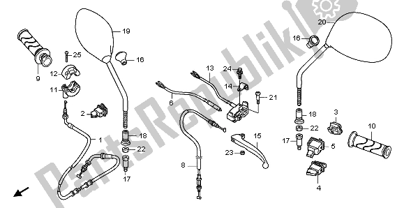 Todas las partes para Manejar Palanca E Interruptor Y Cable de Honda NHX 110 WH 2013
