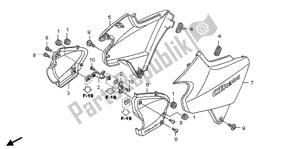 Toutes les pièces pour le Couvercle Latéral du Honda CB 1300A 2007