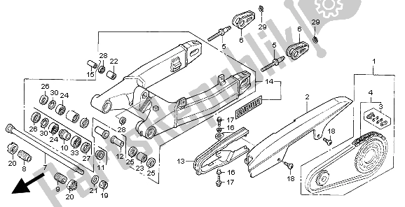 Alle onderdelen voor de Achterbrug van de Honda CBR 600F 1999