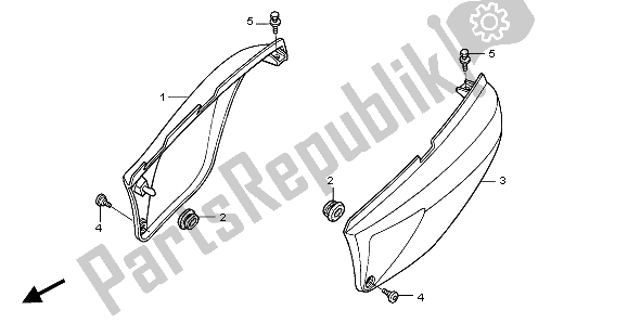 Alle onderdelen voor de Zijdeksel van de Honda XL 125V 2007