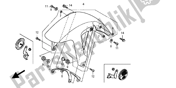 Tutte le parti per il Parafango Anteriore del Honda NC 700 XA 2012