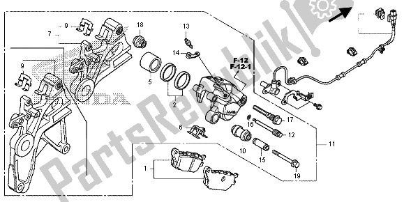 All parts for the Rear Brake Caliper of the Honda NC 700S 2012