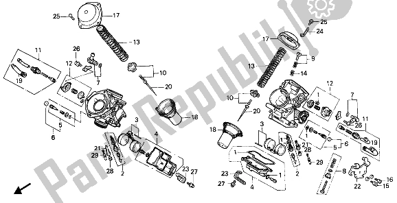 All parts for the Carburetor (component Parts) of the Honda VT 600C 1988