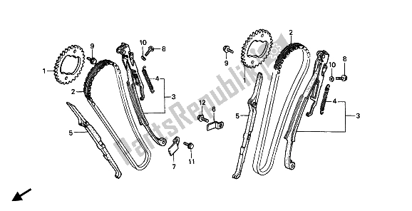 Todas las partes para Cadena De Levas Y Tensor de Honda VT 600 CM 1991