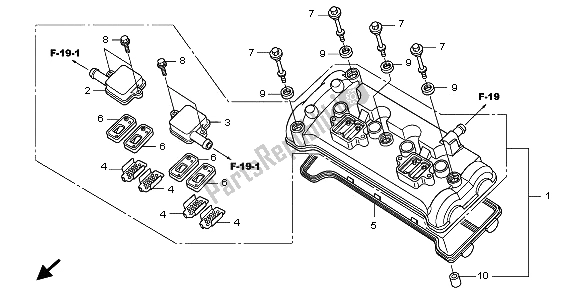 All parts for the Cylinder Head Cover of the Honda CBF 1000T 2009