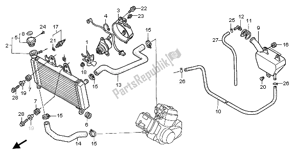 All parts for the Radiator of the Honda VT 125C 2003