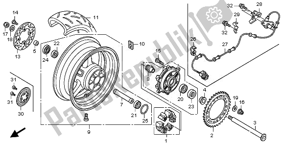 Todas las partes para Rueda Trasera de Honda CBR 1000 RA 2010