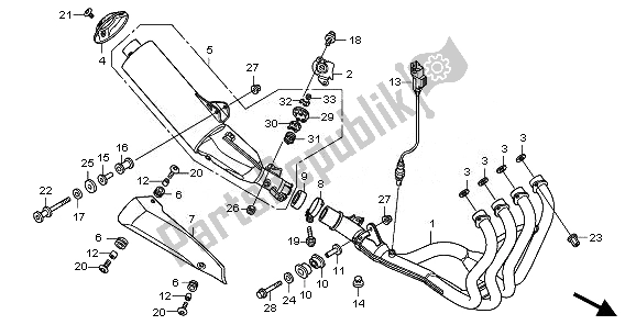 Alle onderdelen voor de Uitlaatdemper van de Honda CBF 1000 FTA 2010