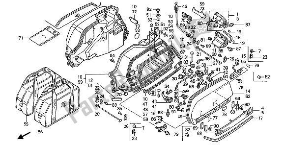 All parts for the Saddlebag of the Honda GL 1500 1989