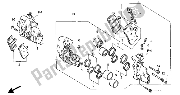 Tutte le parti per il Pinza Freno Anteriore del Honda CB 900F Hornet 2005