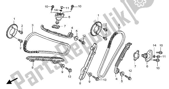 Alle onderdelen voor de Nokkenketting & Spanner van de Honda XL 125V 2001