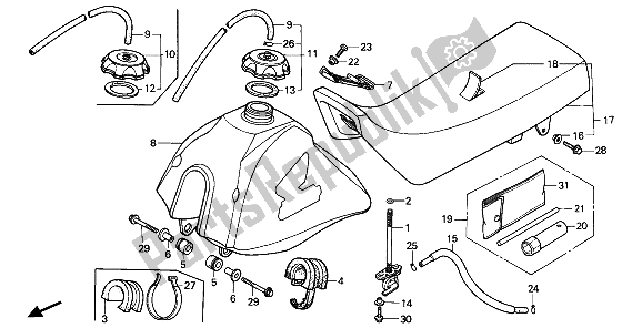 All parts for the Fuel Tank & Seat of the Honda XR 80R 1987