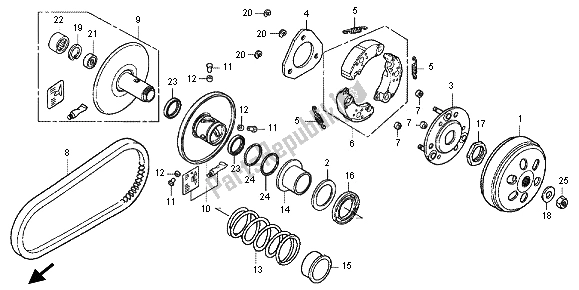 All parts for the Driven Face of the Honda SH 150R 2012