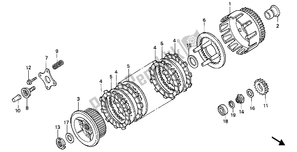 All parts for the Clutch of the Honda NX 250 1988