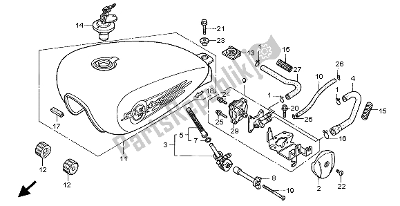 Tutte le parti per il Serbatoio Di Carburante del Honda VT 600C 1998