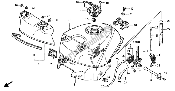 All parts for the Fuel Tank of the Honda RVF 400R 1996