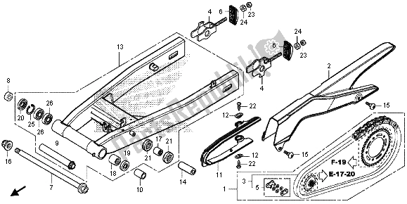 All parts for the Swingarm of the Honda CBR 500R 2013