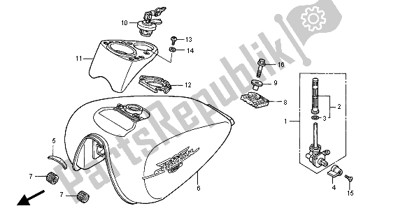 Todas las partes para Depósito De Combustible de Honda VT 125C2 2000