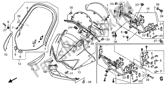 Tutte le parti per il Cappuccio Superiore del Honda XL 1000V 2007